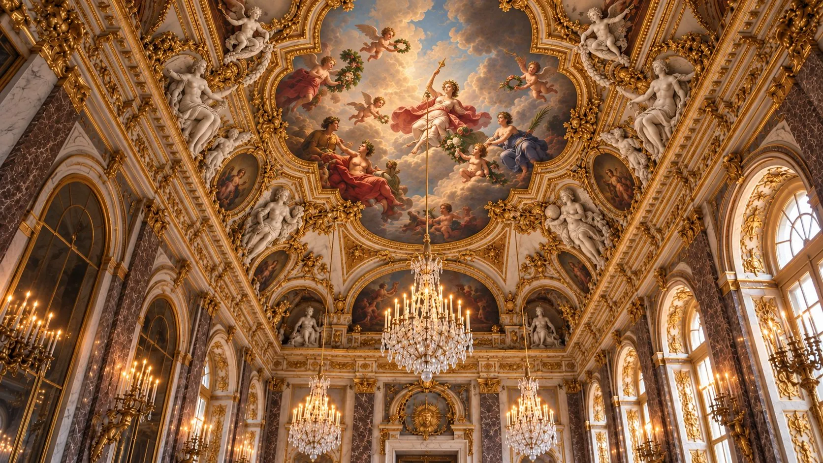 Ornate gilded ceiling